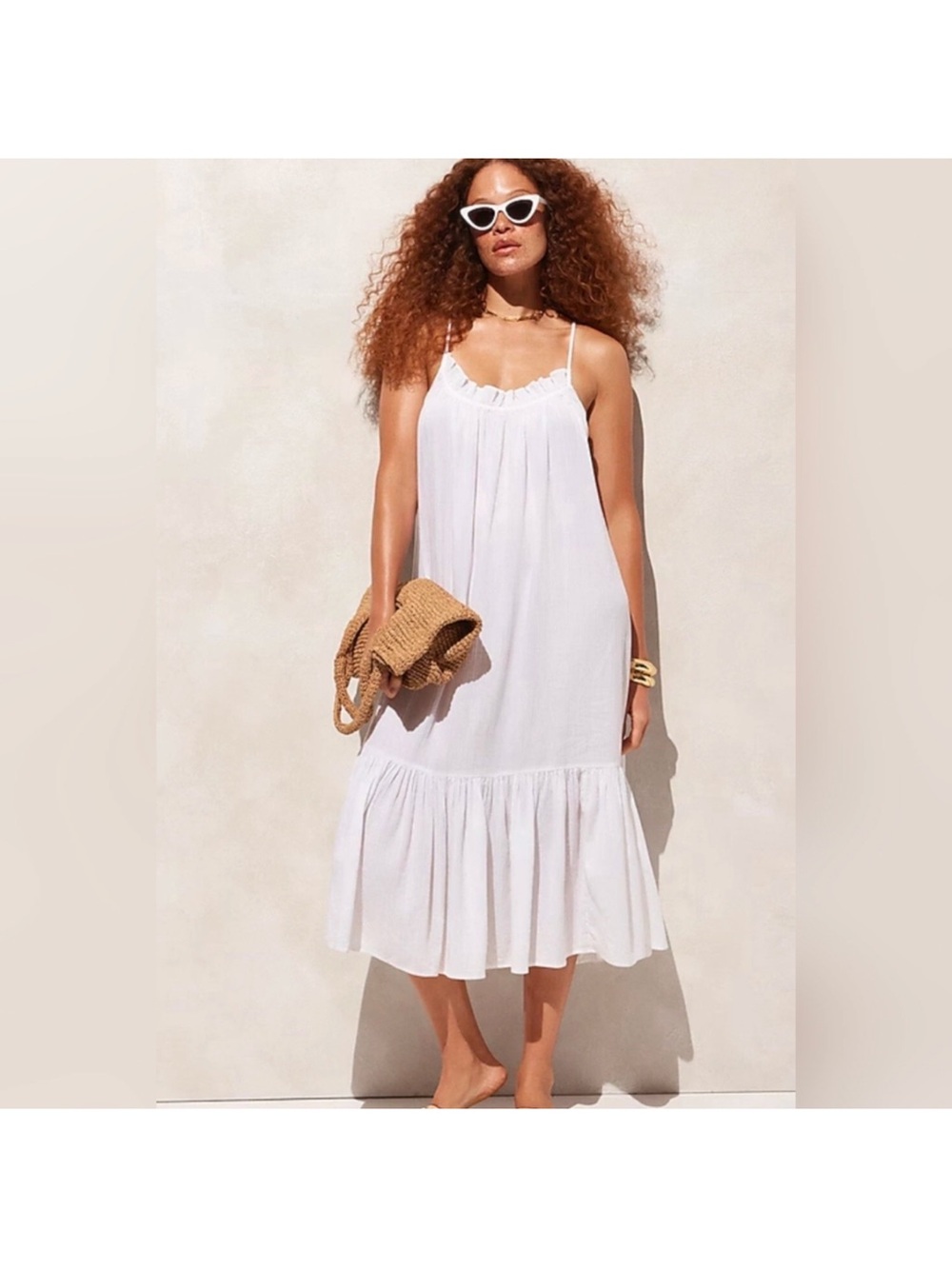 J. Crew Ruffle Beach Dress in Airy Gauze NWT M/L